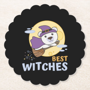 Polar Bear Halloween Witch Kids Witches Best Paper Coaster