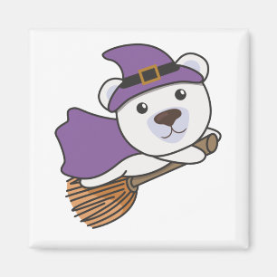 Polar Bear Halloween Witch Kids Witches Costume Magnet