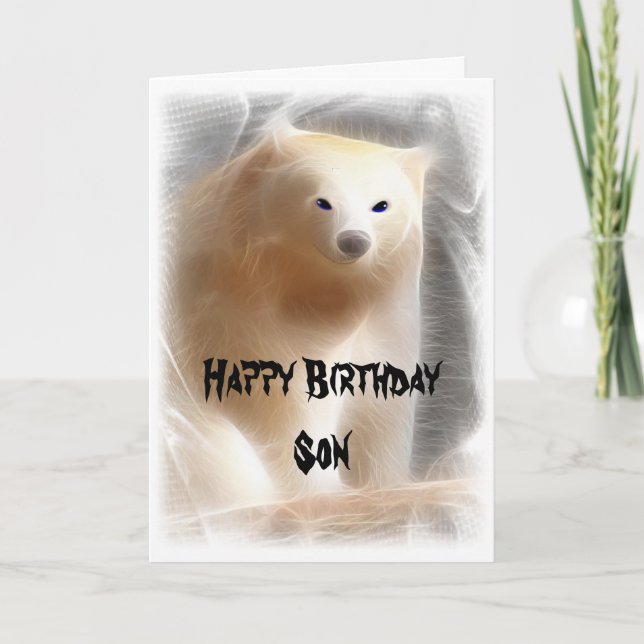 Polar Bear, Happy Birthday Son Card (Front)