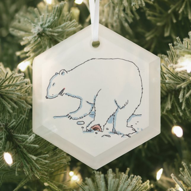 Polar Bear hexagon glass ornament (Insitu)