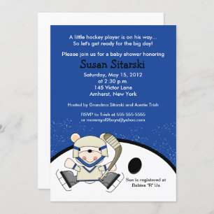 Polar Bear Hockey Sports Baby Shower Invitation