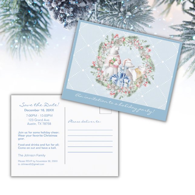 Polar Bear | Holiday Party Announcement Post Card (Creator Uploaded)