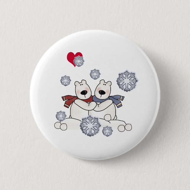 Polar Bear Hug 6 Cm Round Badge (Front)