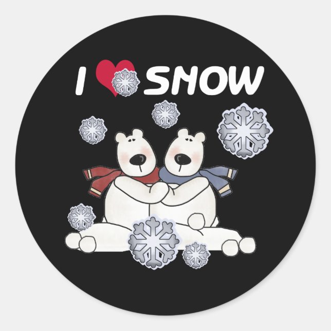 Polar Bear Hug Love Snow Winter Classic Round Sticker (Front)