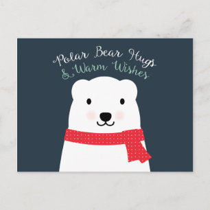 Polar Bear Hugs and Warm Wishes Holiday Postcard
