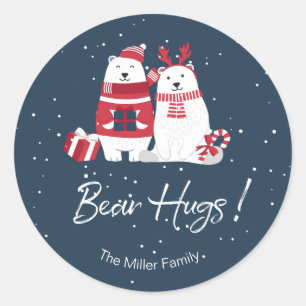 Polar Bear Hugs Christmas ID851 Classic Round Sticker
