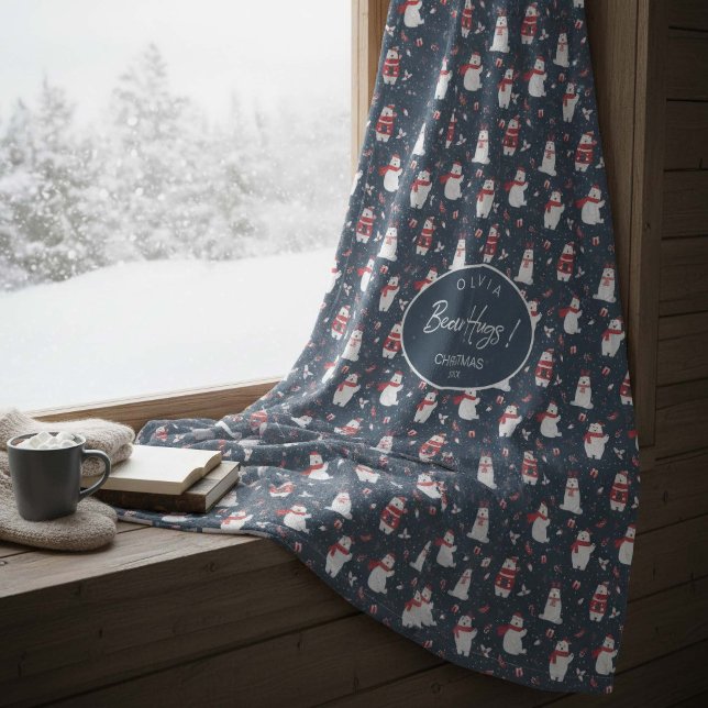 Polar Bear Hugs Christmas Year ID851 Fleece Blanket (Creator Uploaded)