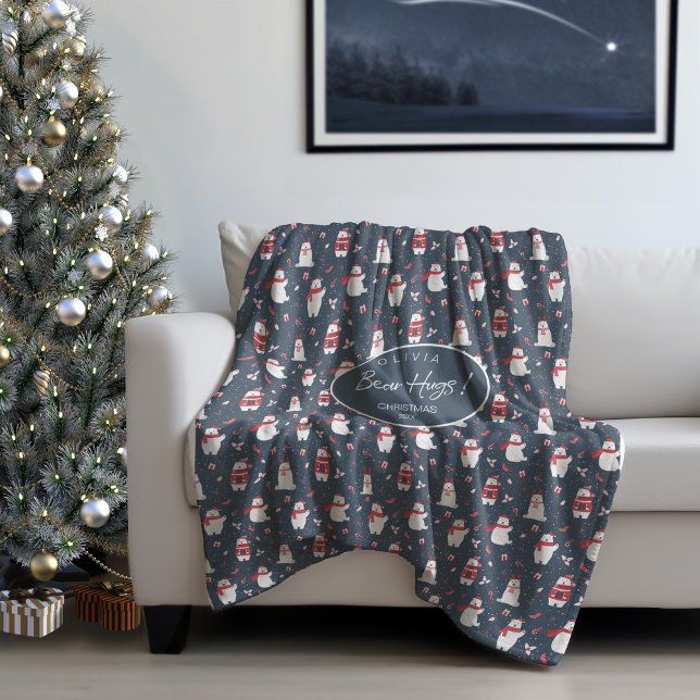 Polar Bear Hugs Christmas Year ID851 Fleece Blanket (Creator Uploaded)