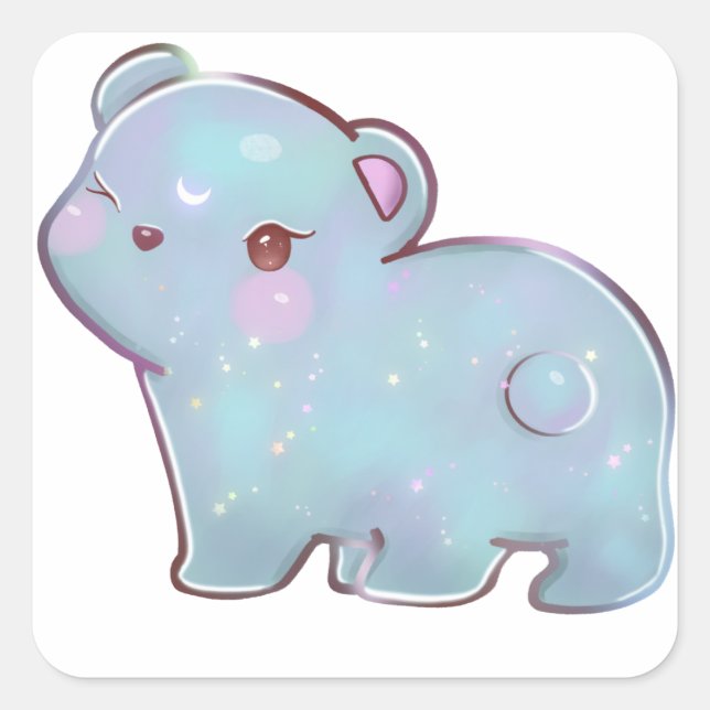 polar bear ice bear square sticker (Front)