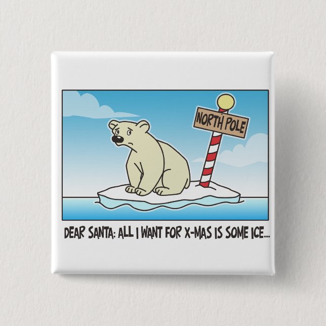Polar Bear Ice Christmas 15 Cm Square Badge (Front)
