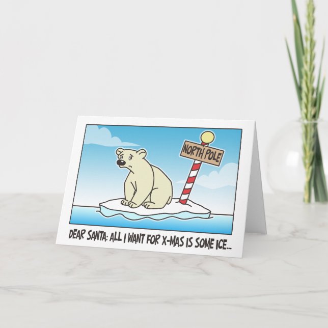 Polar Bear Ice Christmas Holiday Card (Front)