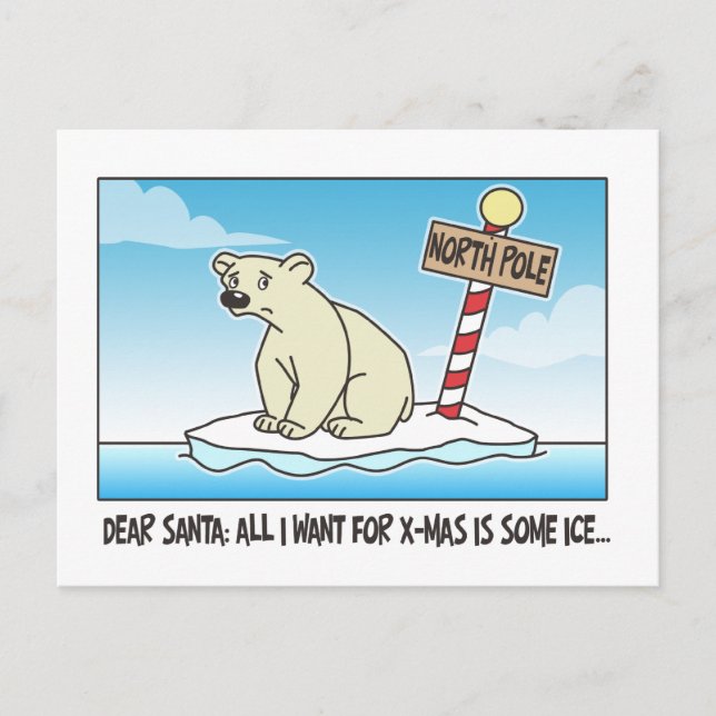 Polar Bear Ice Christmas Holiday Postcard (Front)