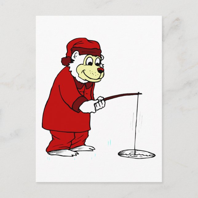 Polar Bear Ice Fishing Postcard (Front)