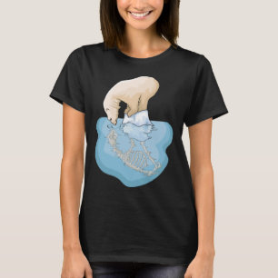 Polar Bear Ice Floe Skull Skeleton Climate Change  T-Shirt