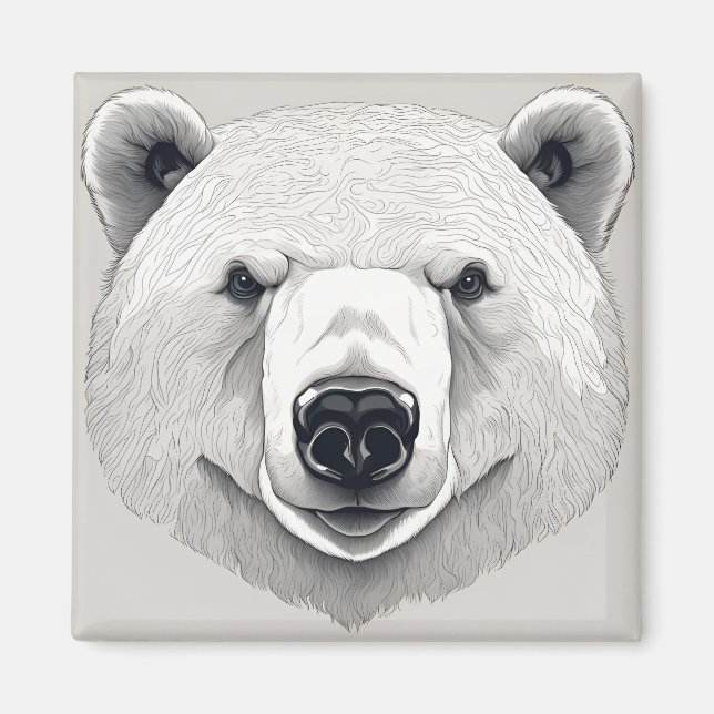 Polar Bear Illustration Magnet (Front)