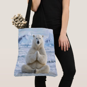 Polar Bear in a Yoga Pose Tote Bag