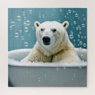 Polar Bear In Bubble Bath Jigsaw Puzzle