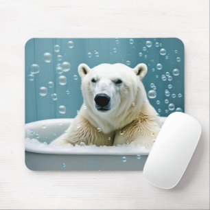 Polar Bear In Bubble Bath Mouse Pad