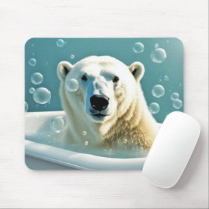 Polar Bear In Bubble Bath Mouse Pad