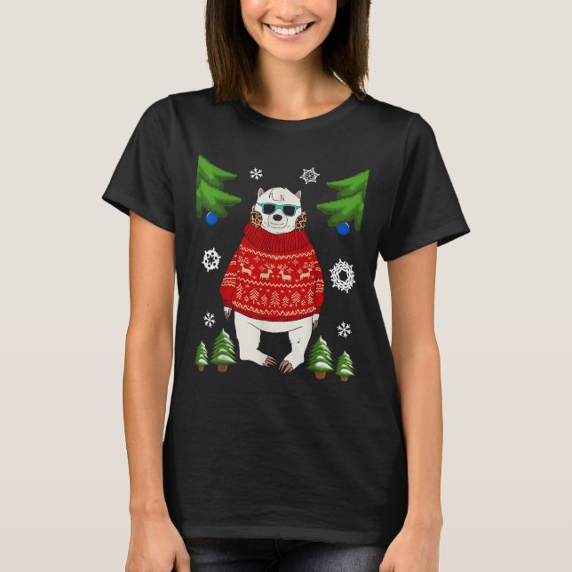 Polar Bear In Christmas Sweater Funny Bear Lover U (Front)