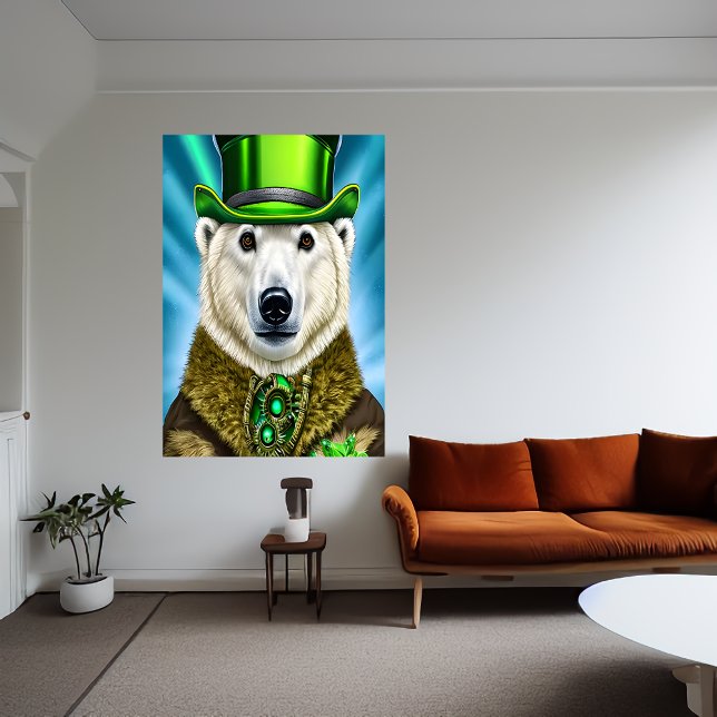 Polar bear in green hat | AI Art  Poster (Creator Uploaded)