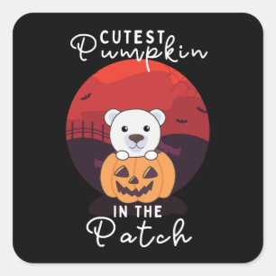 Polar Bear In Pumpkin Bear Cutest Pumpkin In The Square Sticker