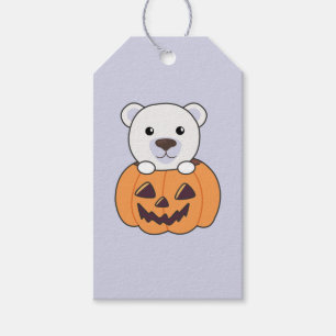 Polar Bear In Pumpkin Sweet Polar Bears Happy Gift Tags