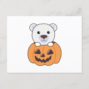 Polar Bear In Pumpkin Sweet Polar Bears Happy Postcard
