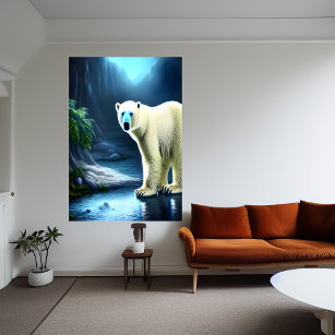 Polar bear in the Oasis   AI Art Poster