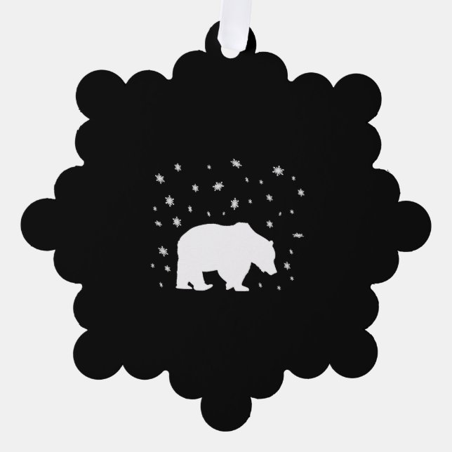 Polar Bear In The Snow Tree Decoration Card (Front)