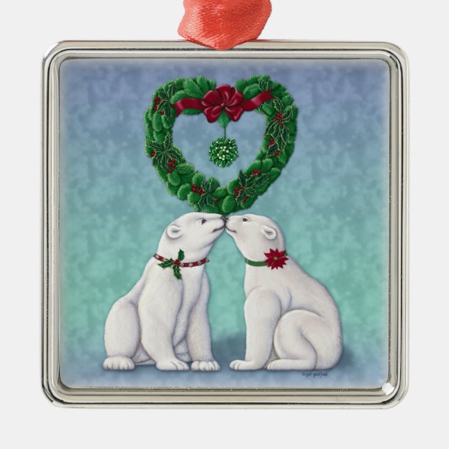 Polar Bear Kiss Ornament (Front)