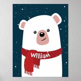 Polar Bear l Christmas l Holiday Customizable Poster