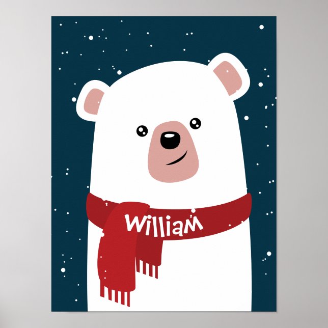 Polar Bear l Christmas l Holiday Customizable Poster (Front)