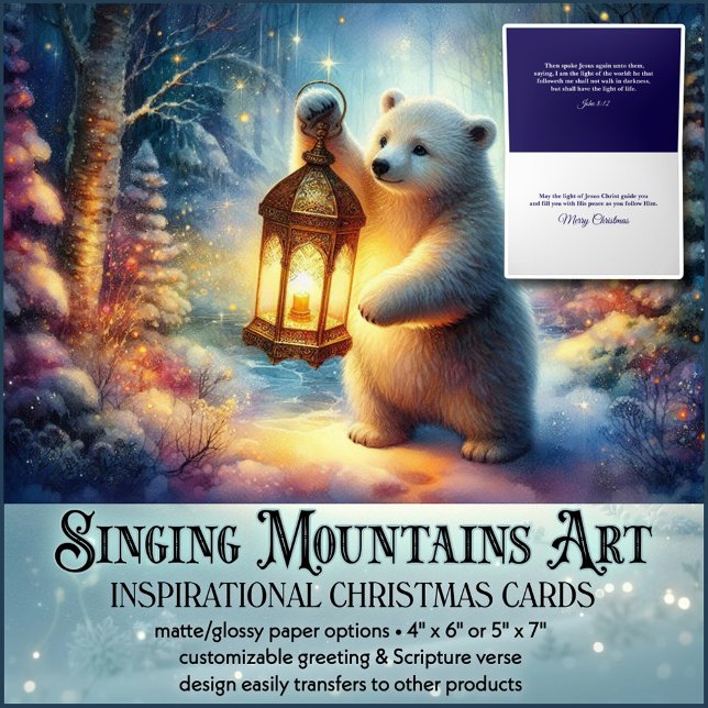 Polar Bear & Lantern Christian KJV Verse Christmas Holiday Card (Creator Uploaded)