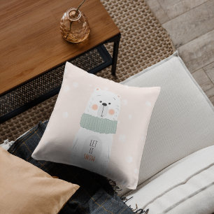 Polar bear - Let it snow - Cute Winter / Christmas Cushion