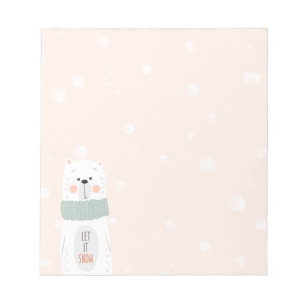 Polar bear - Let it snow - Cute Winter / Christmas Notepad