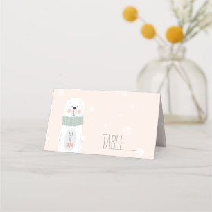Polar bear - Let it snow - Cute Winter / Christmas Place Card