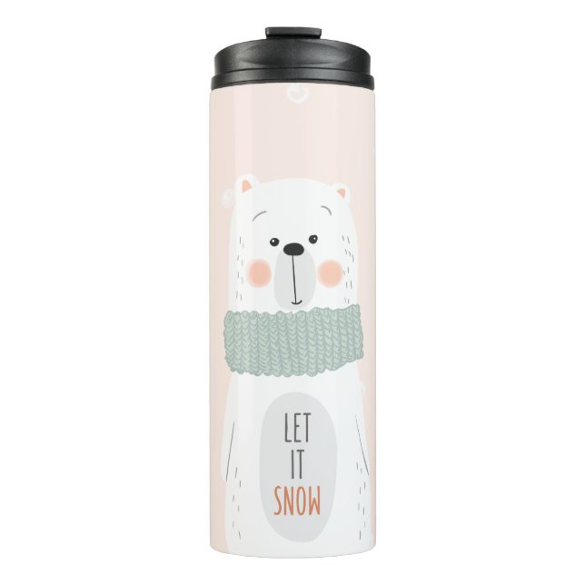 Polar bear - Let it snow - Cute Winter / Christmas Thermal Tumbler (Front)