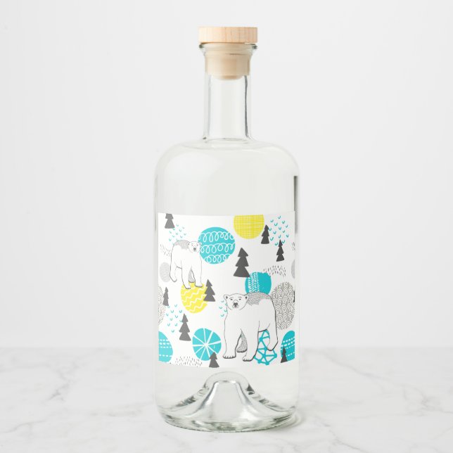Polar bear liquor bottle label (Front)