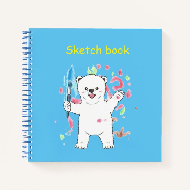 Polar bear little Artist Square Art Sketch book (Front)