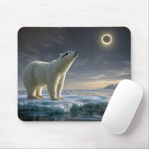 Polar Bear Looking at Solar Eclipse  Mouse Pad