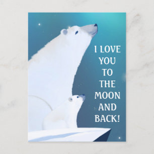  Polar Bear Love Northern Light Winter   Postcard