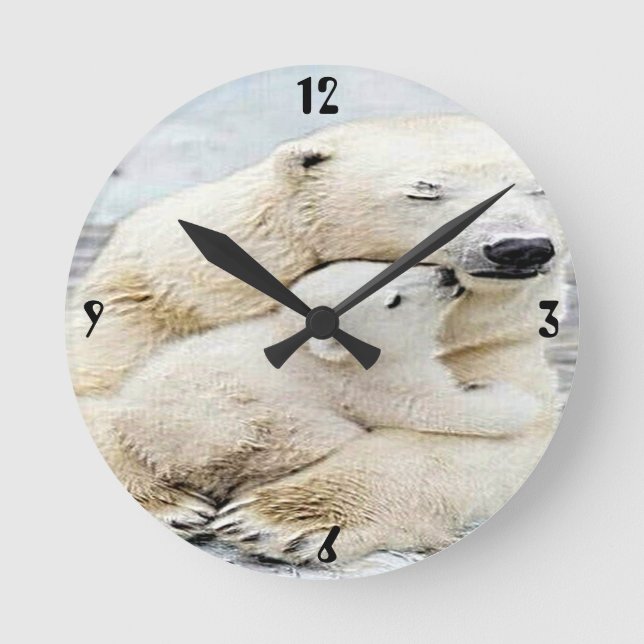 "Polar Bear Love" Round Clock (Front)
