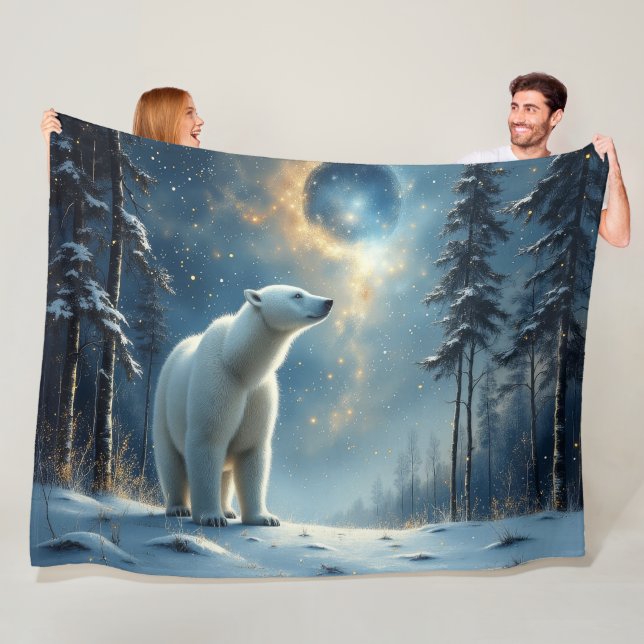 Polar bear magic in the snow fleece blanket (In Situ)