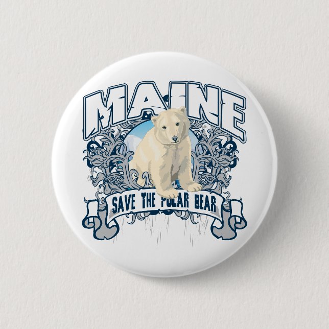 Polar Bear Maine 6 Cm Round Badge (Front)