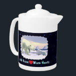 Polar Bear - Mama Nose Best<br><div class="desc">A polar bear cub seeks reassurance from its mother on the arctic ice pack. Text reading "Cold Noses Warm Hearts" and a red heart also appear; all on a starfield background.</div>