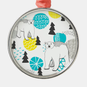 Polar bear metal ornament