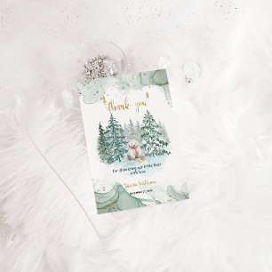 Polar Bear Minimalist Winter Baby Shower  Thank You Card