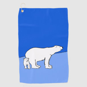 Polar Bear Mom and Cub Painting - Wildlife Art Golf Towel