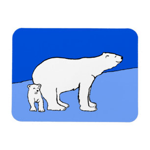 Polar Bear Mom and Cub Painting - Wildlife Art Magnet